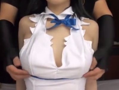 ダン〇ちコスの神乳レイヤーとオフパコ！無毛パイパンマ〇コに大量膣内射精性交